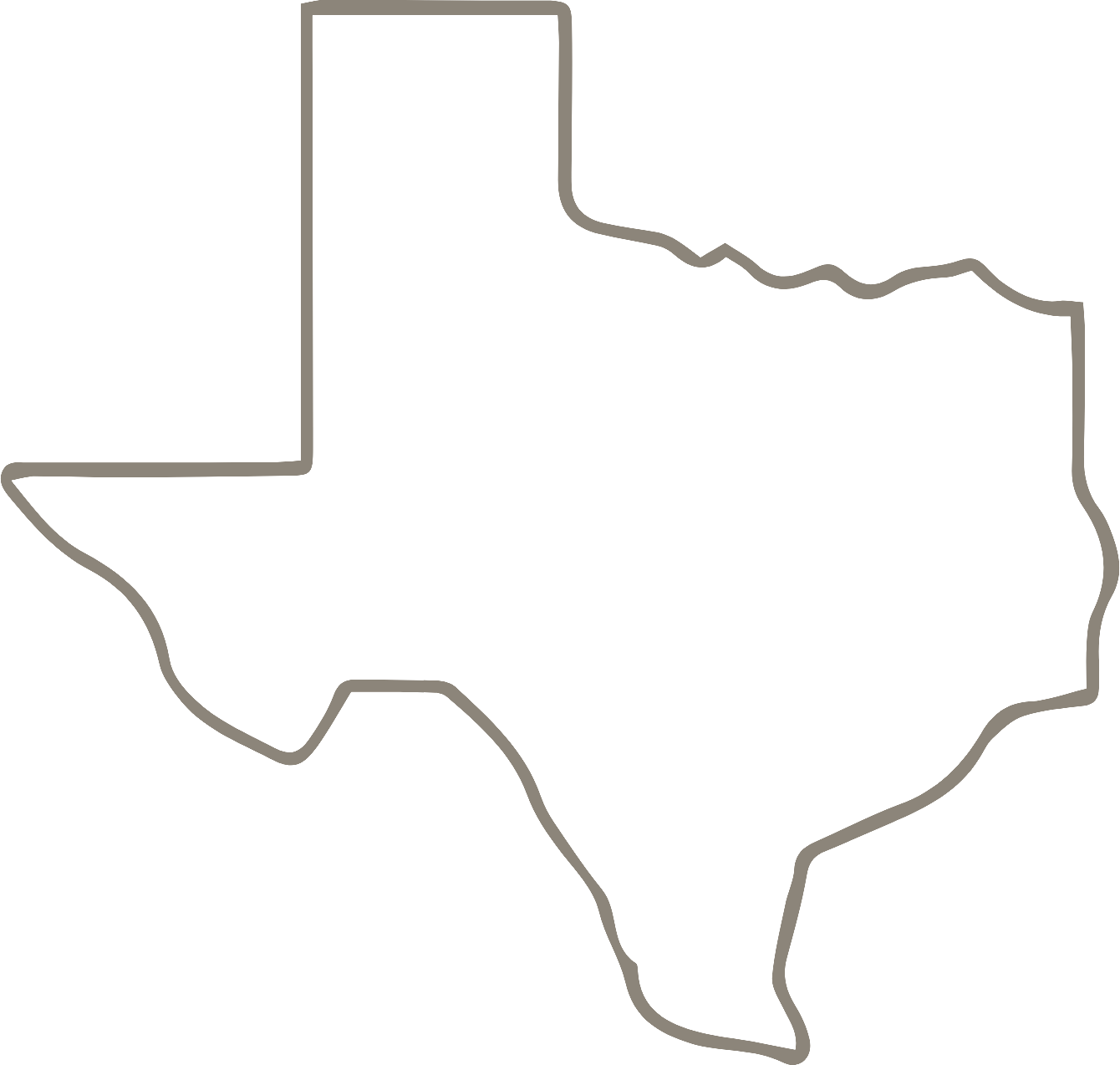 Outline of the state of Texas